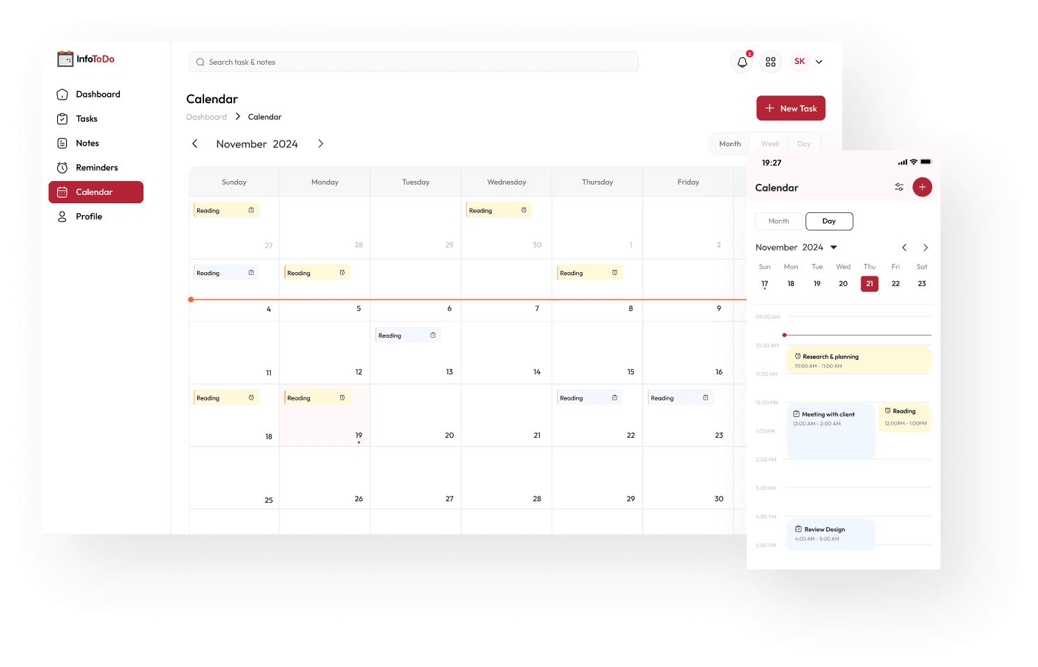 Calendar view screenshot Calendar view screenshot